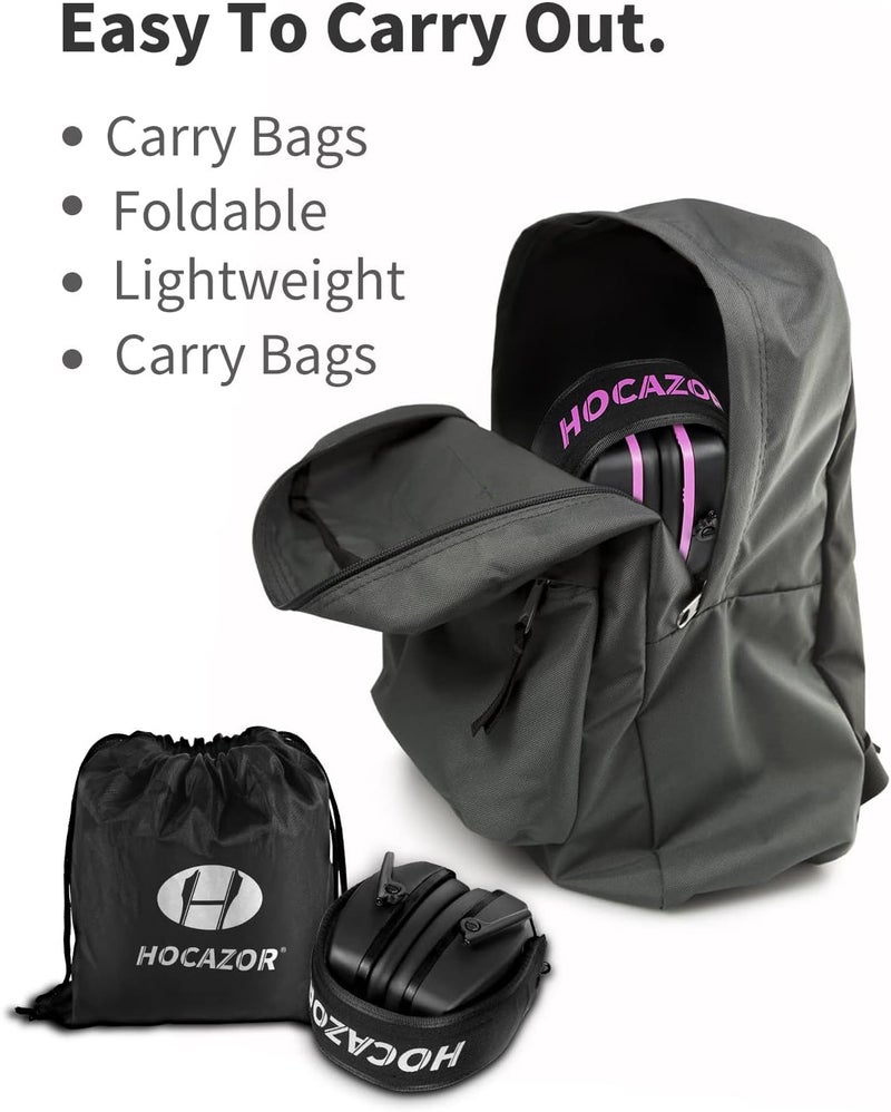 Hocazor Shooting Ear Protection NRR 26dB Suit for Shooters Hunting Range Racing Concert Sports Events Airports - Black&Purple HO1006 - Image 5